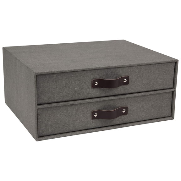 Bigso Birger 2-Drawer Document Letter Box, 5.7 x 13.1 x 10 in, Grey