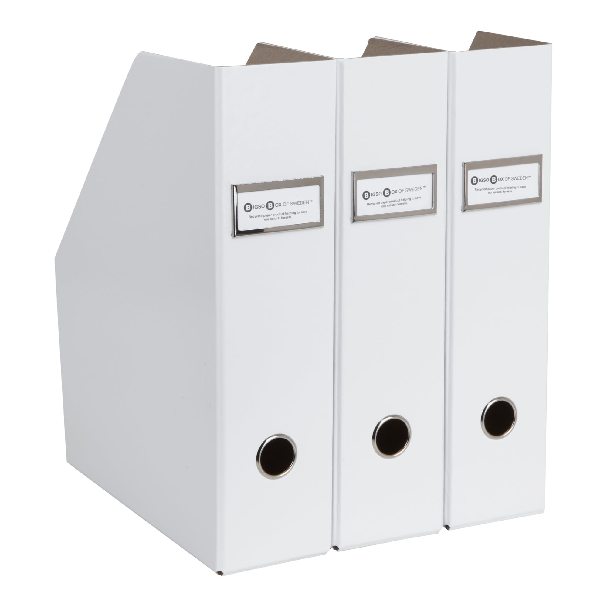 Bigso Fiona Fiberboard Upright Magazine Storage Boxes | 3 Piece | Black