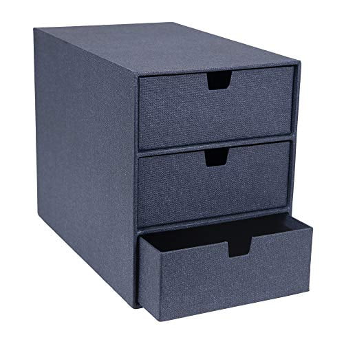 Bigso Ingrid 3-Drawer Fiberboard Desk Organizer Drawers | Blue
