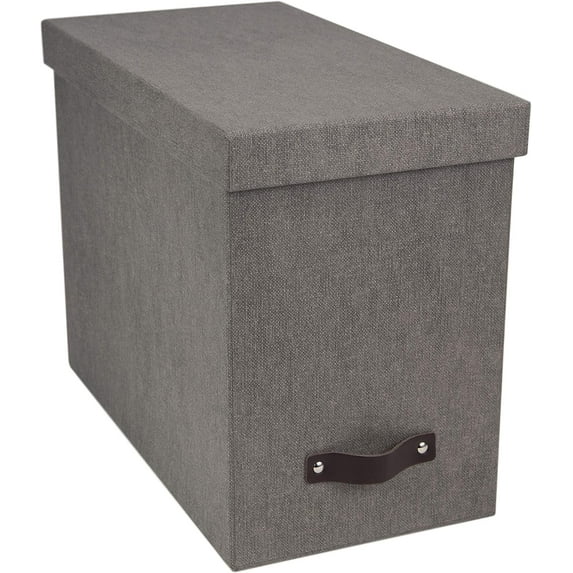 Bigso John Desktop File Box, With Lid, 7.4 in x 13 in x 10.4 in, Grey
