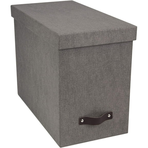 Bigso John Desktop File Box, With Lid, 7.4 in x 13 in x 10.4 in, Grey