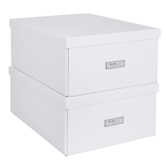 Bigso Katrin Collapsible Storage Box Label w/ Lid - 13.5 x 17.6 x 7.2 - Gray - 2pk