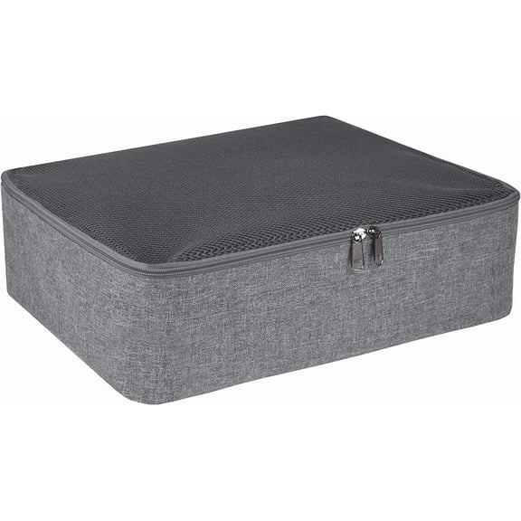 Bigso Medium Packing Organizer, Suitcase Cube Organizer, Travel Cube Storage Organizer with Mesh Top Panel and Two-Way Zipper, 11 8 x 10 2 x 4 7 Inches, Gray