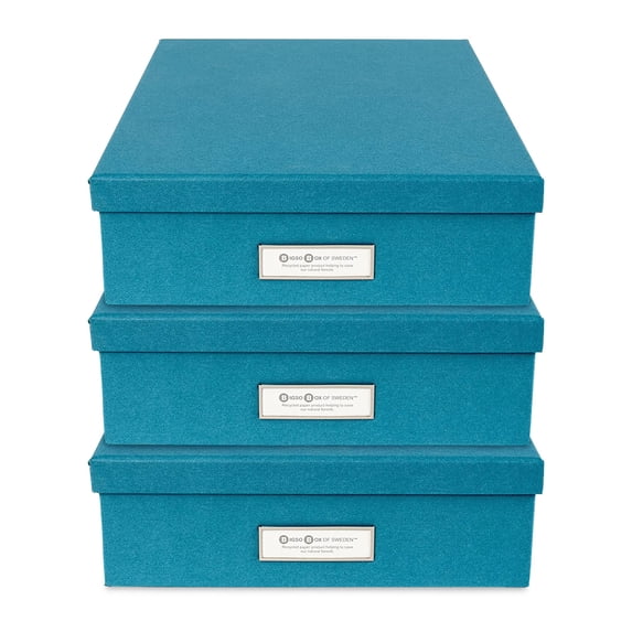 Sleek Lettering Bigso Oskar Label Frame Doc Letter Box - 3.3x10.2x13.8in Turquoise- 3pk ...