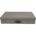 thumbnail image 1 of Bigso Sverker Canvas Fiberboard Legal and Art Storage Box | Scrapbook Storage Box for Loose Papers and More | Durable Document Boxes with Lid and Leather Handle | 17.1’’ x 12.2’’ x 3.3’’ | Grey, 1 of 5