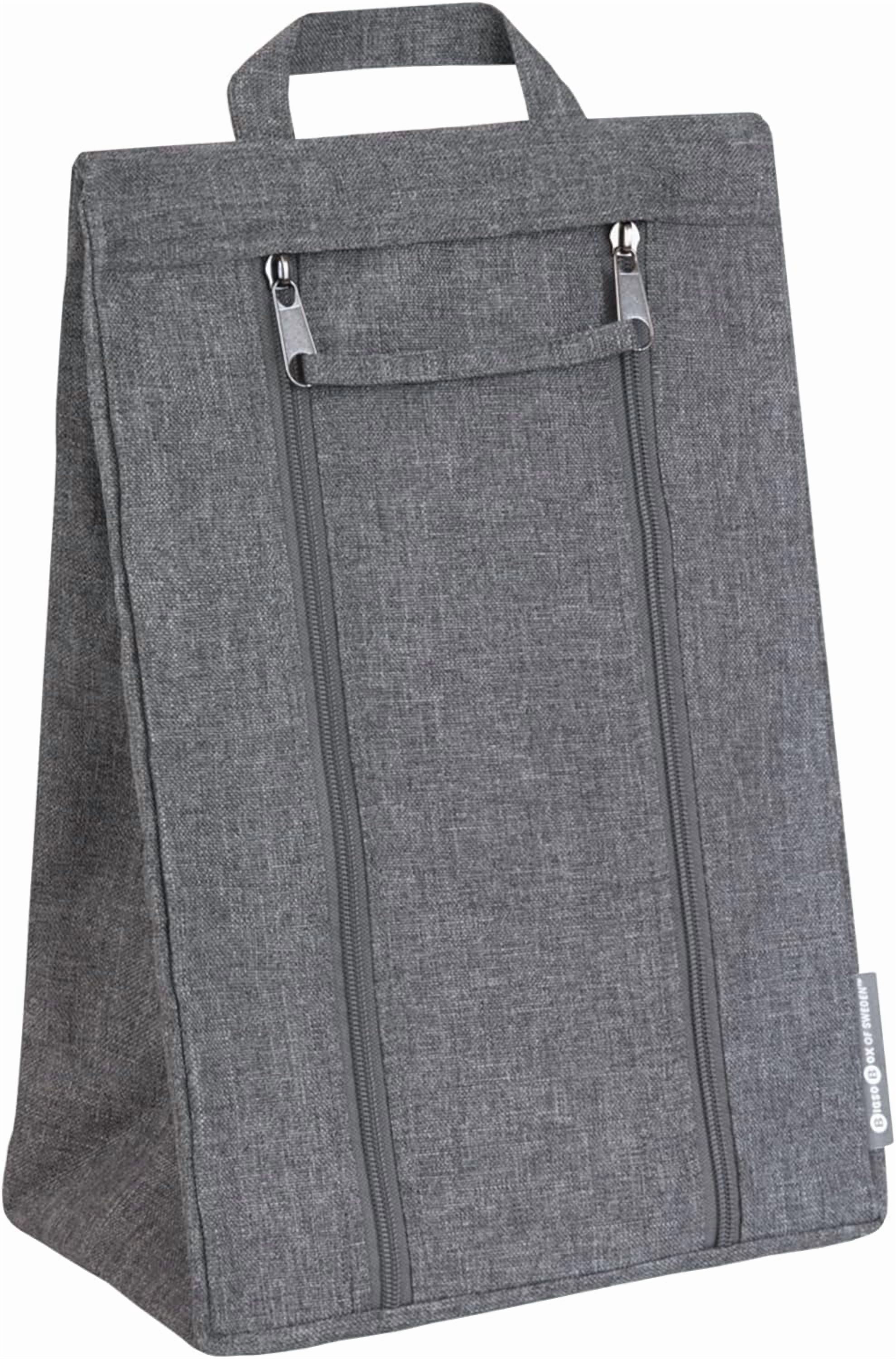 Bigso Travel Shoe Bag - Durable and Soft Polyester Organizational Shoe Bags for Travel Luggage - Double Zippers and Strong Handle - 9.4in x 5.9in x 13.8in - Gray