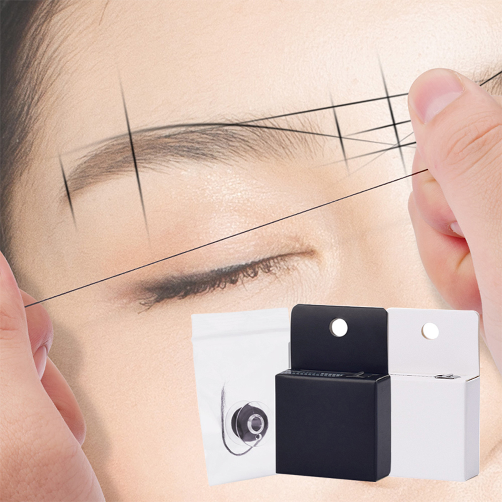 Augenbrauenlineal Set 100 Stück + Mapping String 10m – Für Microblading, Selbstklebend, Wiederverwendbar