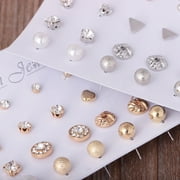 Bigstone 12 Pairs Ear Studs Various Shape Rhinestone Women Earrings for Party