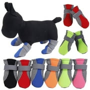 Bigstone 4Pcs Pet Dog Shoes Non-slip Soft Sole Breathable Mesh Adjustable Straps Boots