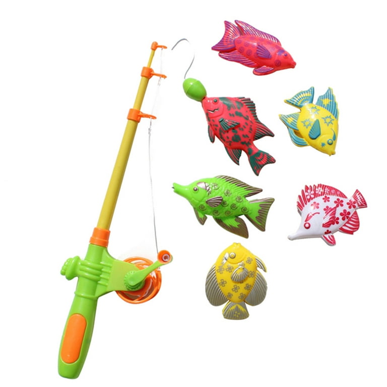 Bigstone 7 Pcs Fishing Game Toy Magnetic Simulation Plastic Colorful Fish  Models for Children(Random Color)