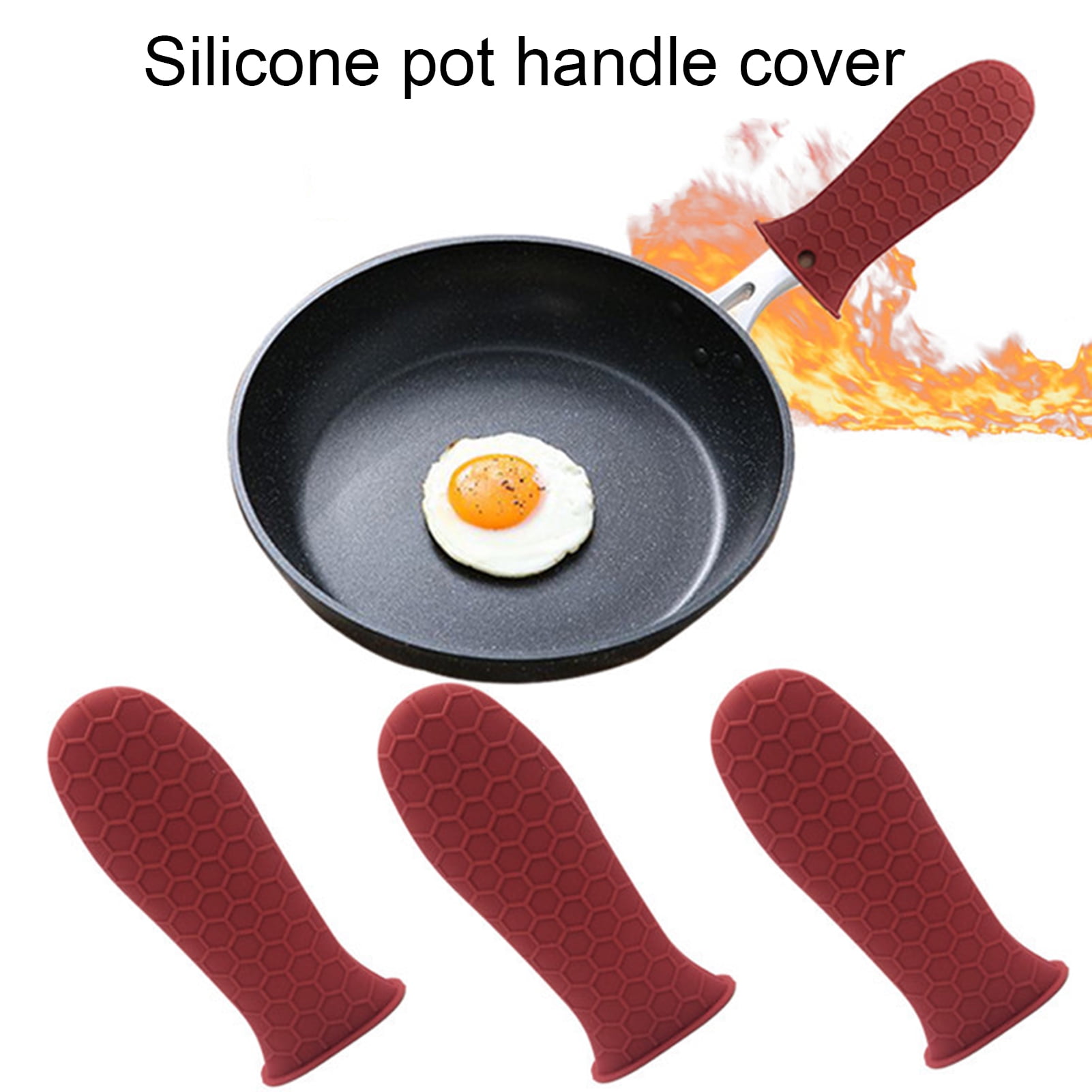 Bigstone Anti-scald Heat Insulated Silicone Pot Handle Cover Holder Sleeves  Kitchen Tool 
