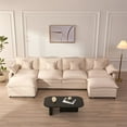 thumbnail image 1 of Bigsyy 4-Seater Sectional Sofa Bed, Cloud Couch for Adults, Chenille Fabric, Sleeper Sofa for Living Room, Cozy Beige, 1 of 6