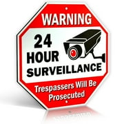 Bigtime | Large Warning 24 Hour Surveillance No Trespassing Metal Sign