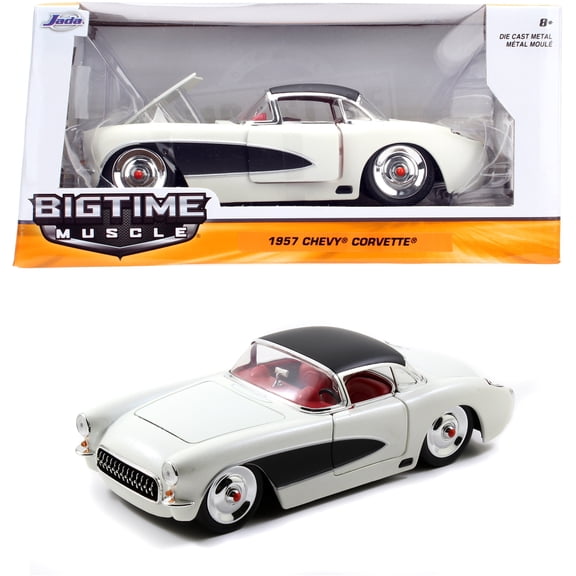 Bigtime Muscle Series 1:24 Scale 1957 Chevy Corvette White Scale Kids Toy(Selections May Vary)