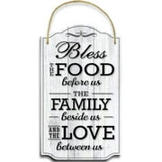 Bigtime Signs Bless Our Family Food Love Sign, Decorative Signs for Your Home, Strong PVC with Rope