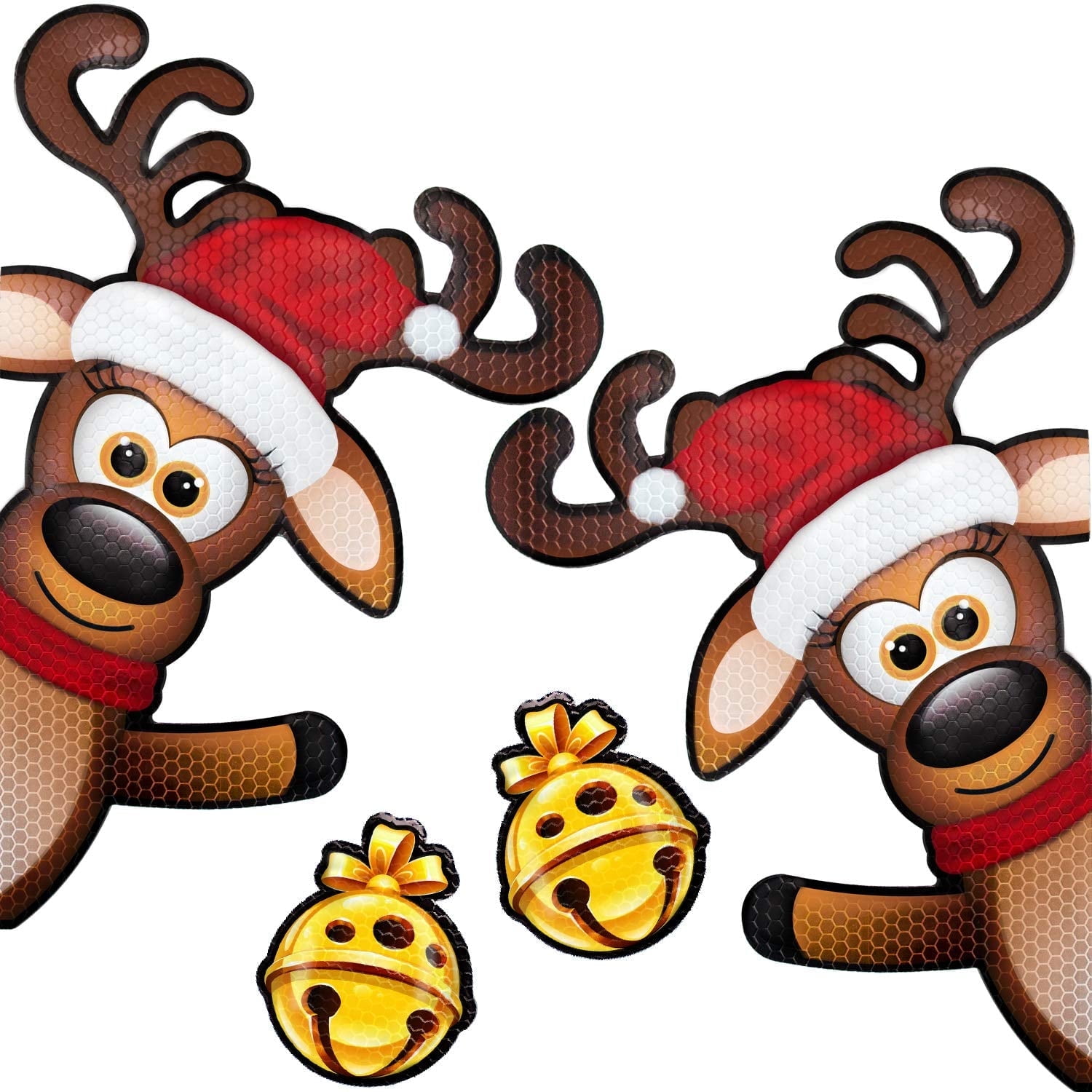 Reindeer Fridge Magnets 2-Pack - 4 Inch Vinyl Holiday Deer Magnets, Strong Hold For Fridge Or Locker