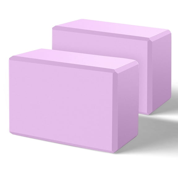 Biguphate Yoga Blocks 2 Pack, EVA Foam Yoga Blocks, Soft Non-Slip Exercise Blocks - Purple