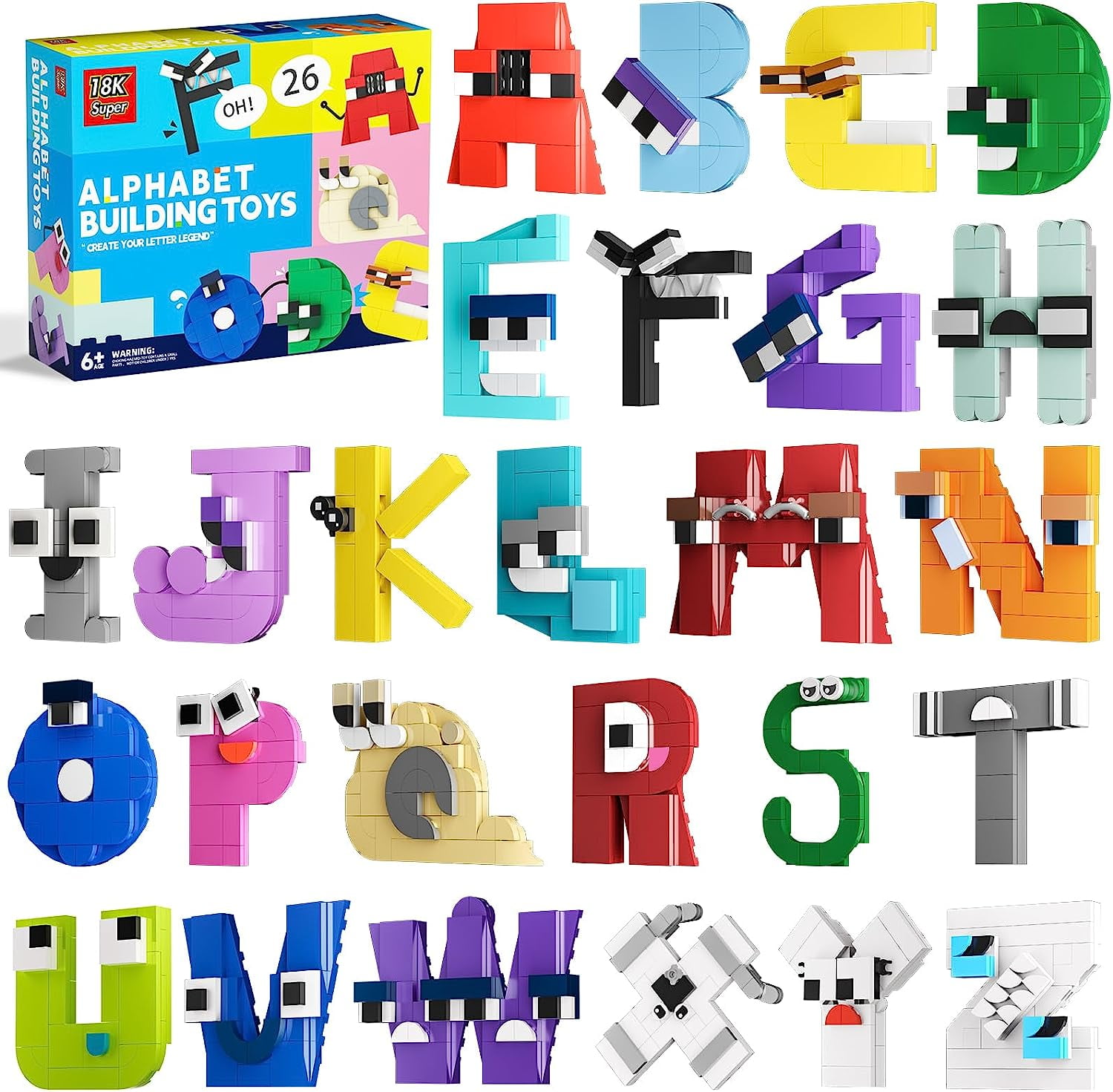  Kidbrix Alphabet Letter Lore Building Set, ABC