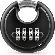 Biguy Combination Lock, 4 Digit Disc Padlock with Hardened Steel Shackle, Keyless Heavy Duty Combo Lock for Outdoor Sheds Fence, Gate Hasps, Storage Unit, School Gym Locker (1 Pack,‎Black)