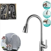 Biguy Kitchen Faucet with Pull Down Sprayer, High Arc Single Handle Kitchen Sink Faucets with Pause Button Silver