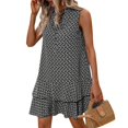 Xianyan Women's Bohemian Popular Printed Vneck Tie Sleeveless Dress