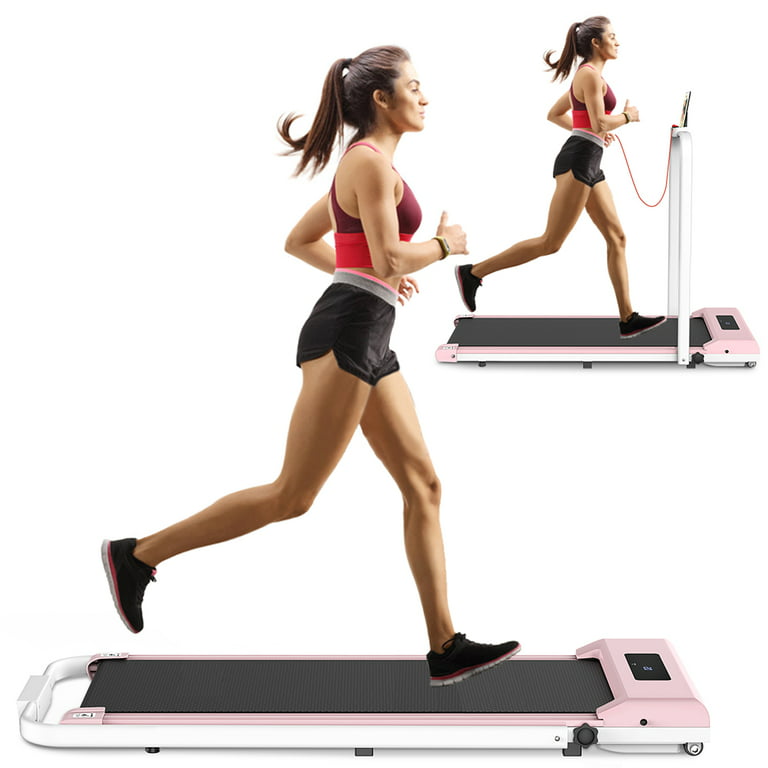 Bigzzia Portable Treadmill, Under Desk Walking Pad Flat Slim Treadmill, with Remote Control and LCD Display for Home Office Gym Use, Installation-Free