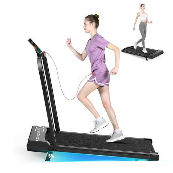 AQUVII 2 in 1 Portable Treadmill with Handle,Black
