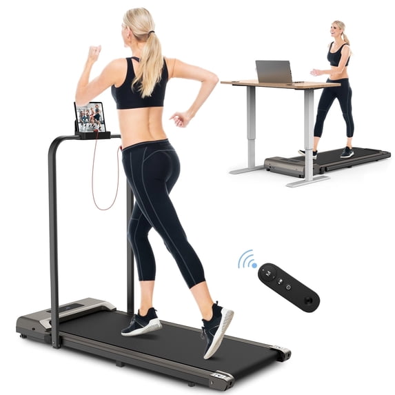 AQUVII 2 in 1 Portable Treadmill with Handle, 2.5HP Walking Pad Treadmill for Home , Under Desk Treadmill Max Capacity 265 lbs Gray