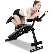 Bigzzia Ab Machine, Ab Workout Equipment for Home Gym, Foldable Ab Trainer Fitness Equipment with LCD Display, Black