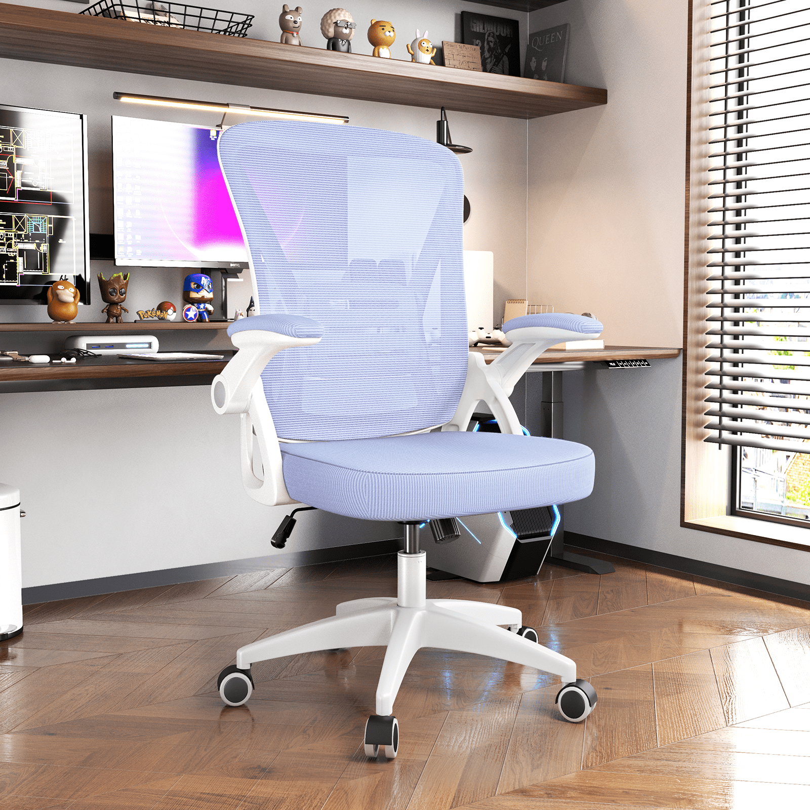 Bigzzia Ergonomic Office Chair, Mid-Back Computer Chair with Adjustable ...
