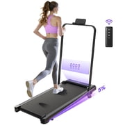 Evitormill Foldable Walking Pad,2 in 1 Under Desk Treadmill with Remote Control and LED Display,320lb Capacity,Compact & Small Treadmill for Home & Office,Black