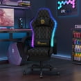 thumbnail image 1 of Dryfeedo Gaming Chair with LED Lights, Ergonomic Computer Chair with Lumbar Support, Adjustable Headrest & Footrest, Black, 1 of 12