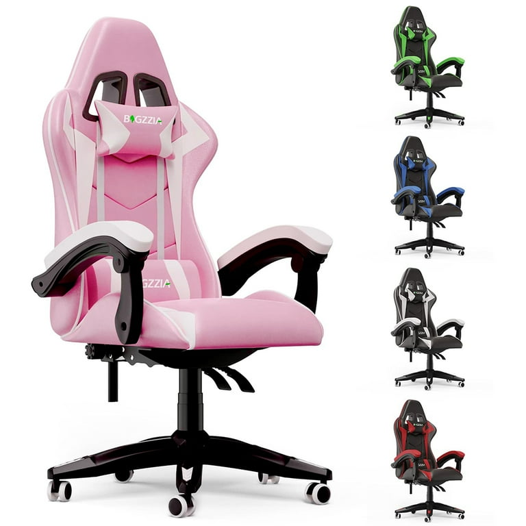 Bigzzia Gaming Chair with Footrest, Computer Chair with Lumbar