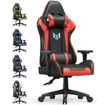 Bigzzia Gaming Chair Ergonomic Office Chair Desk Chair with Lumbar Support Flip Up Arms Headrest PU Leather Executive High Back Computer Chair for Adults Women Men (Red)