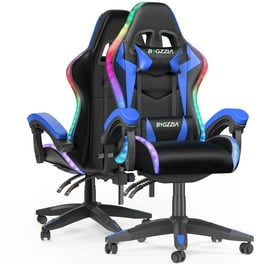 Hoffree Massage Gaming Chair Racing Office Computer Game Chair Ergonomic Backrest and Seat Height Adjustment Recliner Swivel Rocker with Headrest and