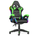 thumbnail image 1 of Bigzzia Gaming Chair with LED Lights Ergonomic Office Chair for Adults and Kids - Adjustable Height, 360° Swivel, Headrest Support, Mesh PU Leather, Black & Green, 1 of 8