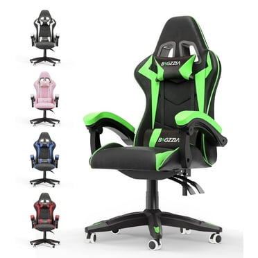 Bigzzia Gaming Chair Office Chair, Adjustable Headrest and Lumbar Support, Green