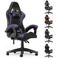 thumbnail image 1 of Bigzzia Gaming Chair PU Leather Adjustable Headrest & Lumbar Support, Purple, 1 of 9