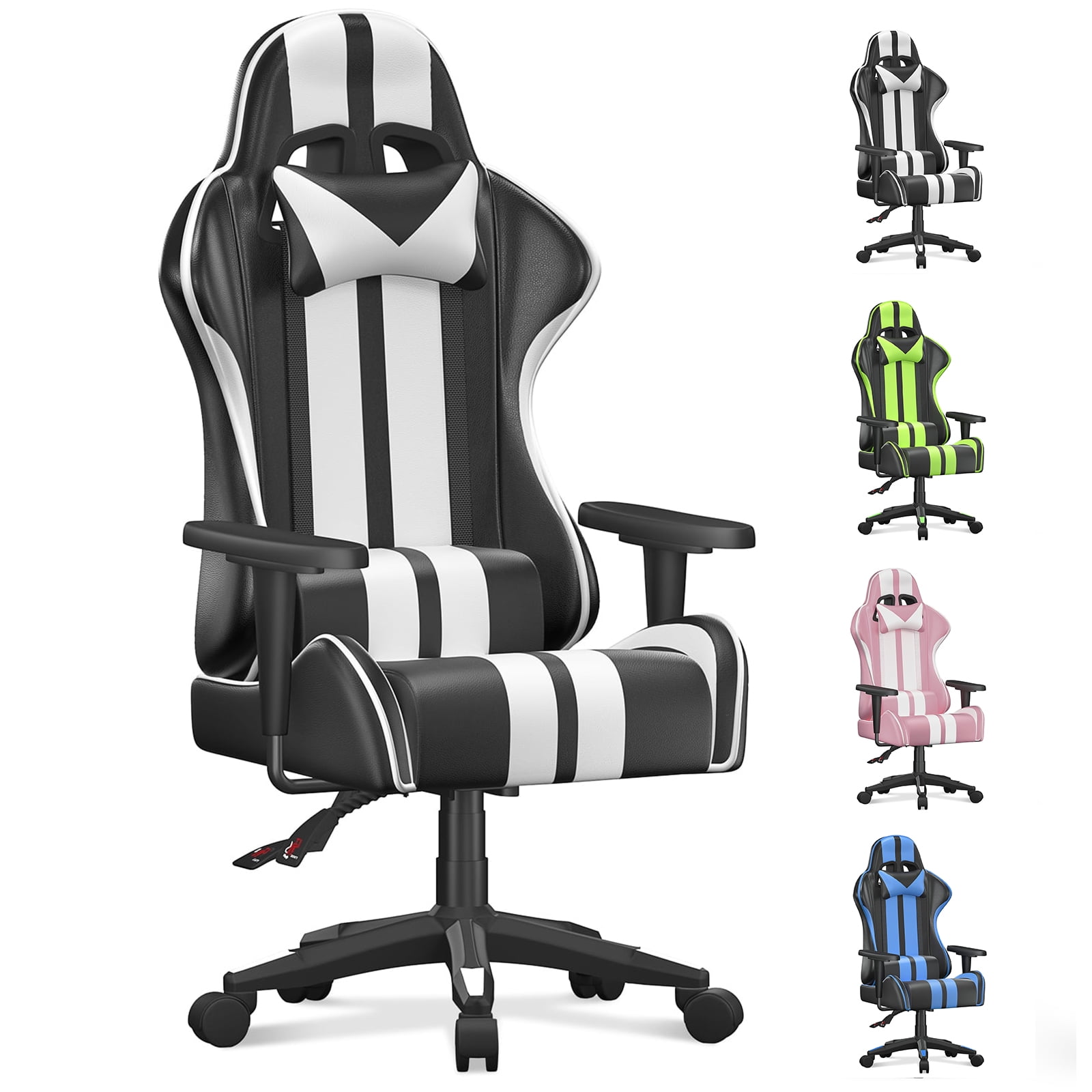 Bigzzia Gaming Chair Pu Leather Office Chair with Ergonomic Lumbar