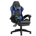 thumbnail image 1 of Bigzzia Massage Gaming Chair with Footrest, Gamer Chair for Adults,Lumbar Pillow and Headrest Adjustable, Blue, 1 of 9