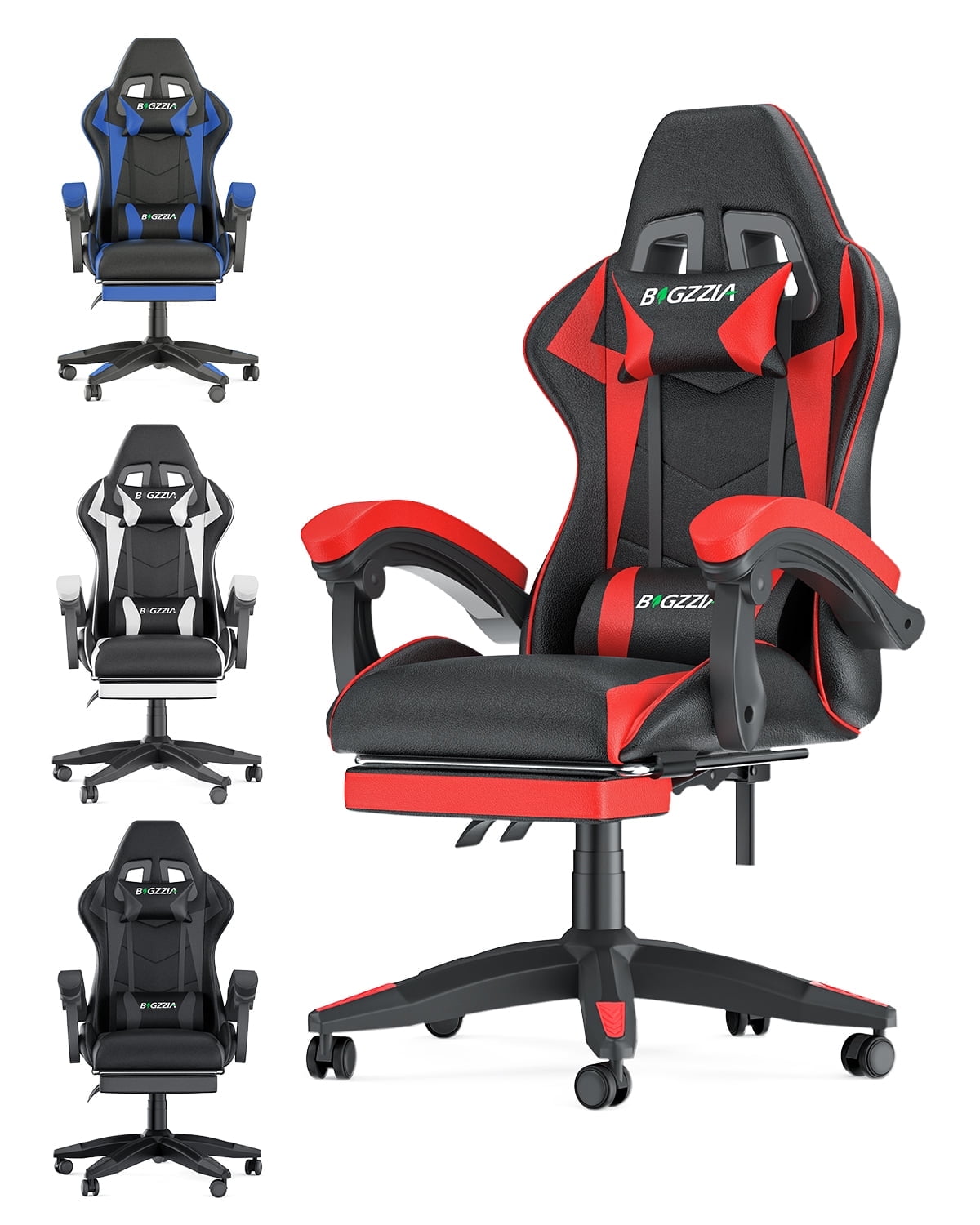 Bigzzia Gaming Chair with Footrest Ergonomic Computer Chair with