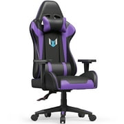 Bigzzia Gaming Chair with Height Adjustable Headrest and Lumbar Support for Adults Teens, Black Purple