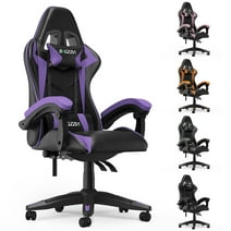 Bigzzia High-Back Gaming Chair PC Office Chair Computer Racing Chair PU Desk Task Chair Ergonomic Executive Swivel Rolling Chair with Lumbar Support for Back Pain Women, Men (Purple)