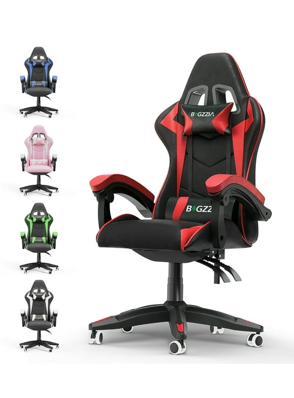 Bigzzia High-Back Gaming Chair PC Office Chair Computer Racing Chair PU Desk Task Chair Ergonomic Executive Swivel Rolling Chair with Lumbar Support for Back Pain Women, Men (Red)