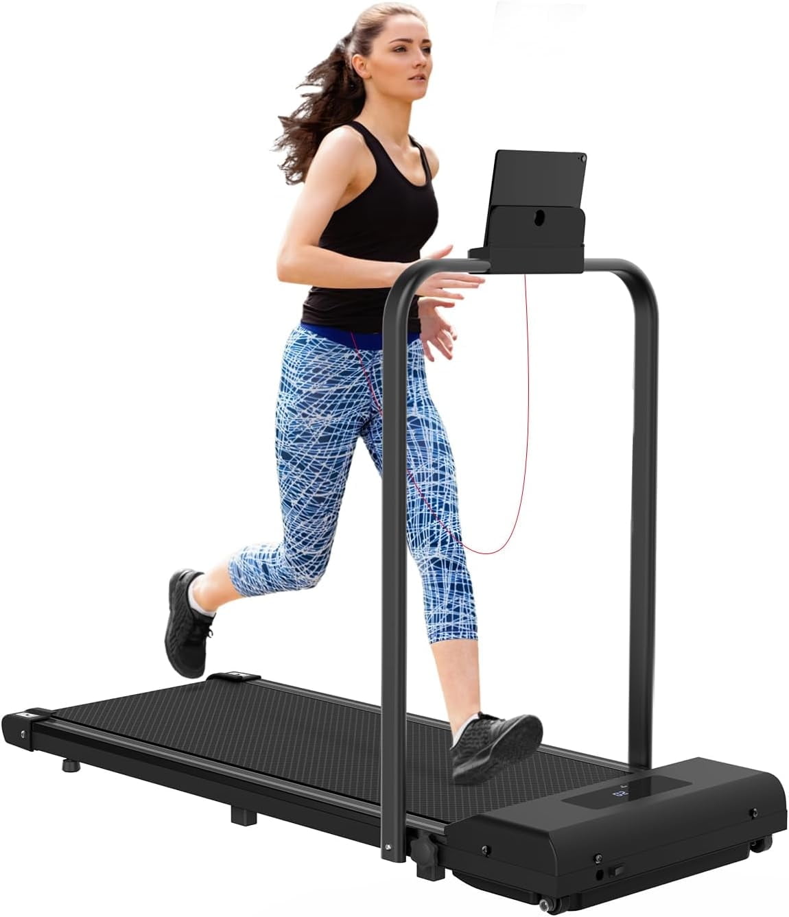 Bigzzia Portable Treadmill Under Desk 2HP Electric Treadmill Walking for Home Maximum Weight 265lbs 2 In1 with Armrests