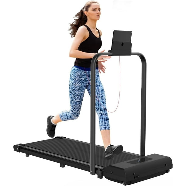 Bigzzia Portable Treadmill Under Desk 2HP Electric Treadmill Walking for Home Maximum Weight 265lbs 2 In1 with Armrests