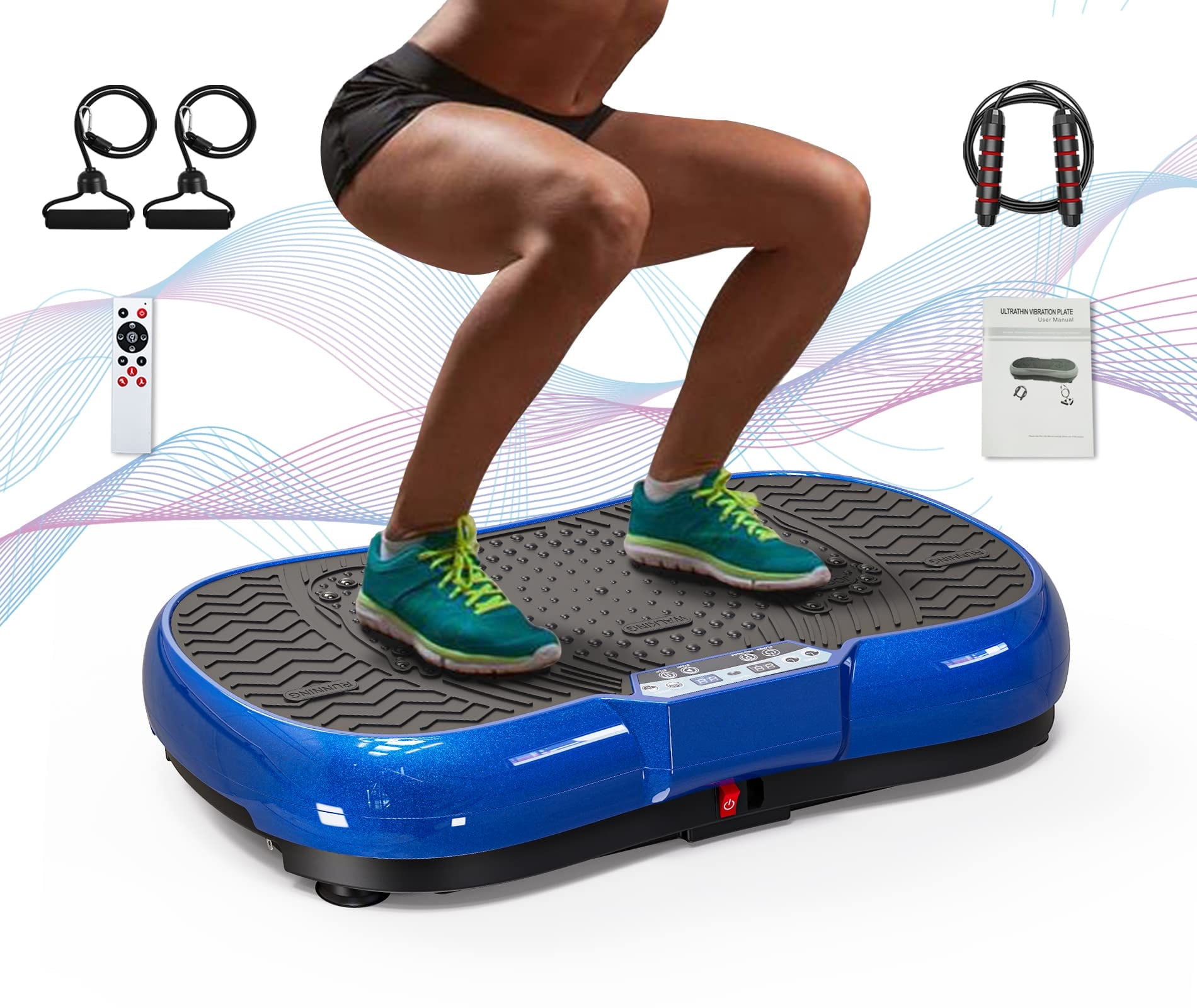 Bigzzia Mini Vibration Plate Exercise Machine with Accessories for Home Fitness Black Walmart