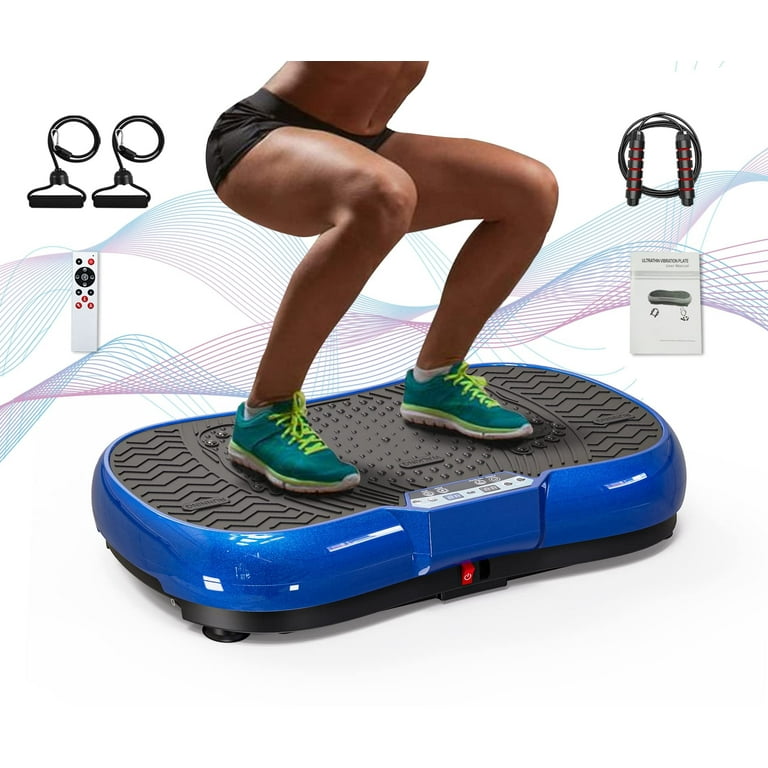 Bigzzia Vibration Plate Exercise Machine Whole Body Workout Vibration  Fitness Platform w/ Loop Bands Jump Rope Bluetooth Speaker