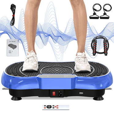 Bigzzia Vibration Plate Exercise Machine Whole Body Workout Vibration Fitness Platform w/ Loop Bands Jump Rope Bluetooth Speaker