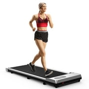 Bigzzia Walking Pad, 2 in 1 Under Desk Treadmill with Remote Control and LCD Display, Compact Treadmill for Home & Office, Silver
